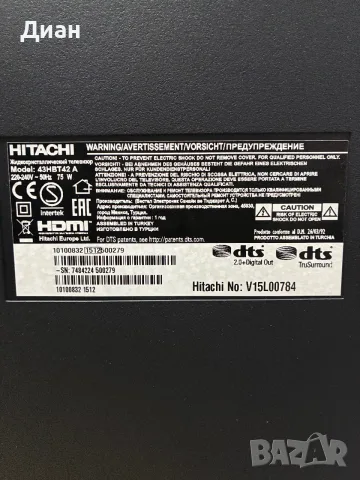 Телевизор HITACHI 43HBT42A 43" LED Full HD, снимка 5 - Телевизори - 56339825