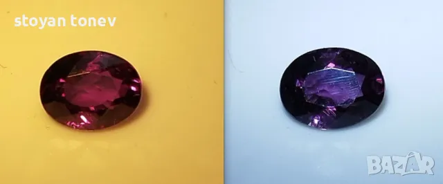 Рядък, изключително красив гранат с променлив цвят 1.30кт.! Сертифициран! Нов!, снимка 3 - Други - 50437860