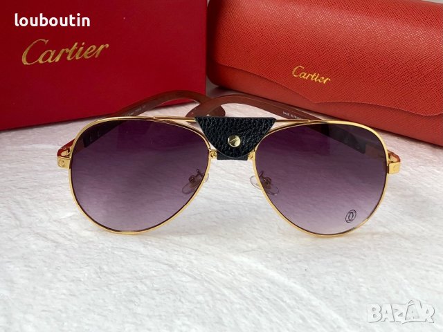 Cartier 2023 мъжки слънчеви очила с кожа и дътвени дръжки, снимка 7 - Слънчеви и диоптрични очила - 42830041