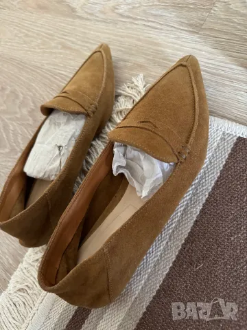 мокасини зара zara велур естествен