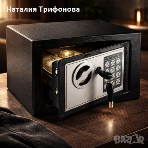 Електронен сейф с кодова клавиатура и резервен механичен ключ – 4.6L, включени батерии и монтажни бо, снимка 2 - Друга електроника - 53211910