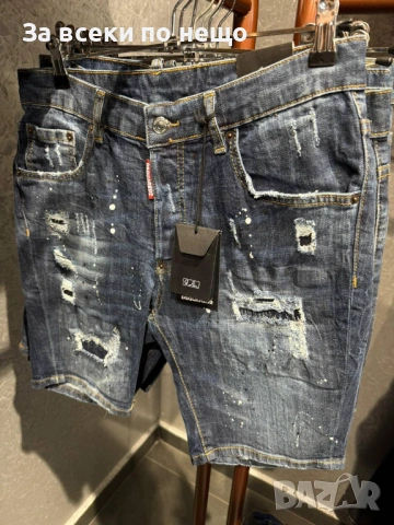 DSQUARED2 Мъжки Сини Къси Дънки С Накъсан Ефект🔝Дамски Къси Дънкови Панталони Код Mens P.199
