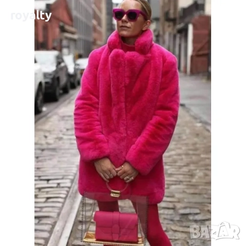 Дамско зимно палто от плюш с джобове, снимка 3 - Палта, манта - 52199739