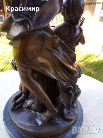 Бронзова статуетка "Зефир и Флора" - 19 век, 12 кг. Жак Бусо френски скулптор , снимка 8 - Антикварни и старинни предмети - 30809288