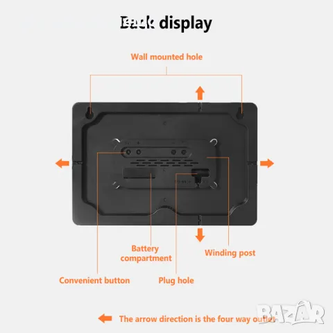 Цифров стенен часовник  Часовник с голям дисплей и цифри X6636, снимка 2 - Други инструменти - 48389788