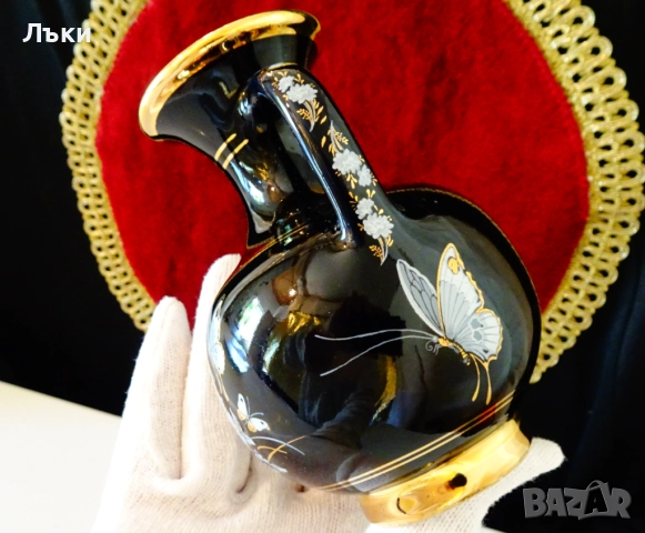 Гръцка порцеланова ваза,кана с 24 карата злато. , снимка 4 - Вази - 51500729