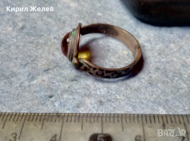 Старинен ОРНАМЕНТИРАН АР НУВО СРЕБЪРЕН ПРЪСТЕН ПАТИНИРАНО СРЕБРО ВИСОКА ПРОБА сШЛИФОВАН ЦИТРИН 49924, снимка 14 - Антикварни и старинни предмети - 49246275