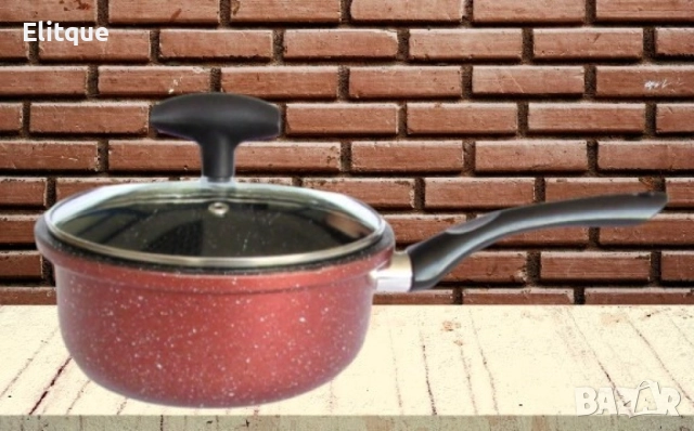 Касерола с капак Rosberg R51321G18, 18см./1.8л., Мраморно покр., Индукция, Бордо меланж, снимка 4 - Други - 52889052