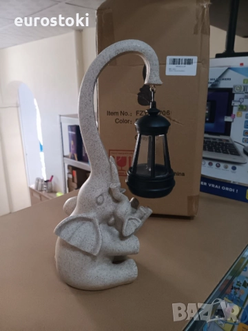 Декоративна статуя Слон със соларно фенерче, градинска фигурка от смола, декорация за дом/градина, снимка 8 - Градински мебели, декорация  - 52506790