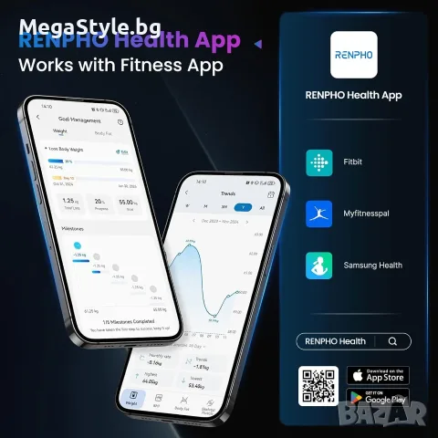 Смарт кантар за телесна маса RENPHO Elis 1 – Bluetooth, 13 биометрични показателя, Бял, снимка 6 - Електронни везни - 55816569