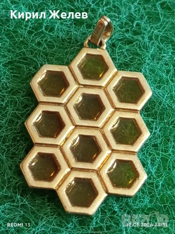 Дизайнерско сребърно колие ZOLOTAS с позлата пчелна пита ювелирна изработка 48643, снимка 2 - Колиета, медальони, синджири - 53072241