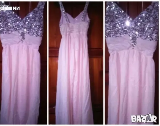 Нежна Официална Розова Рокля с Пайети Нова L 