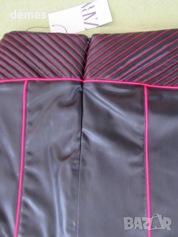 Нова къса 'черна кожена пола ZARA размер S, снимка 4 - Поли - 40173340