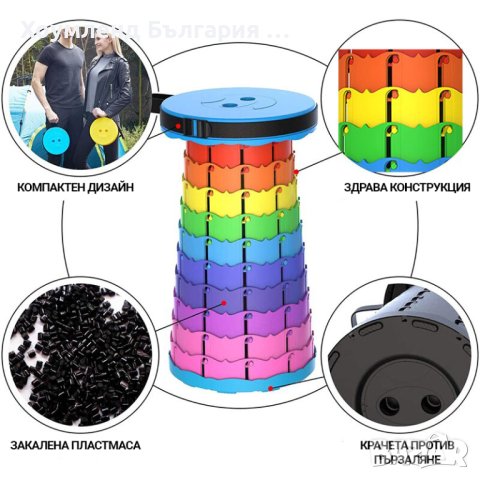 Стабилна сгъваема табуретка до 150кг тип чанта, снимка 2 - Други стоки за дома - 42904057