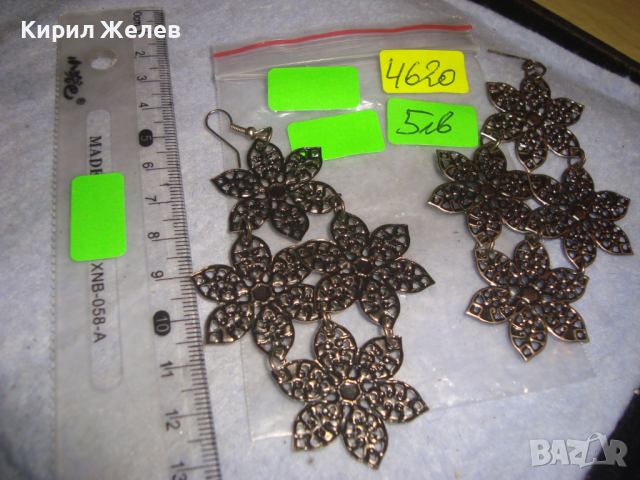 ФЛОРАЛНИ АЖУРНИ ЧЕТАЛНИ ВИНТИДЖ ОБЕЦИ - ЦВЕТЯ 4620, снимка 2 - Обеци - 36541415