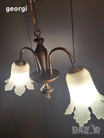 ретро абажур полилей от метал и дърво, снимка 11 - Полилеи - 48211631