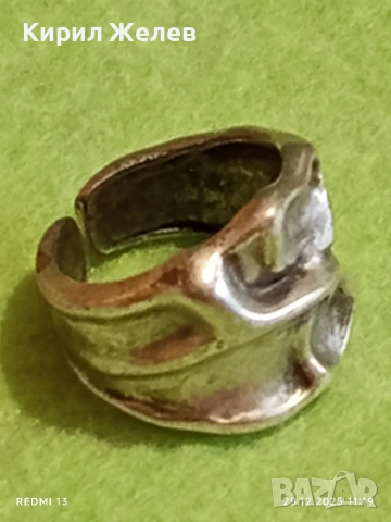 Абстрактен сребърен отворен пръстен склупторен дизайн 52459, снимка 9 - Пръстени - 52918070