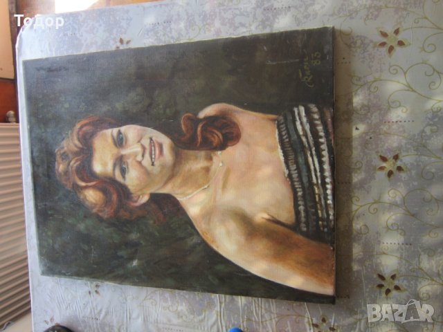 Картина масло върху платно Портрет Жена подписана , снимка 6 - Картини - 32079510