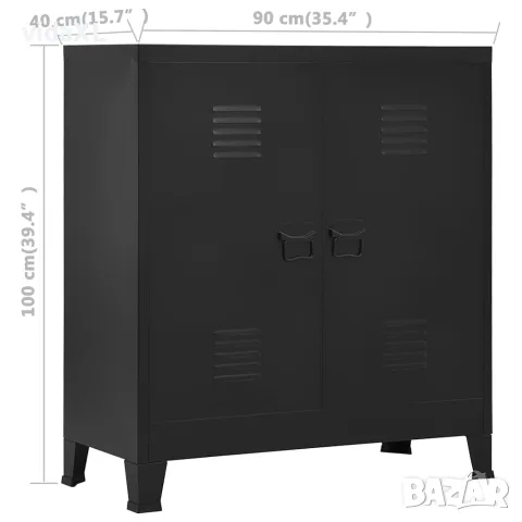 vidaXL Индустриален скрин за съхранение, черен, 90x40x100 cм, стомана, снимка 6 - Скринове - 56146165