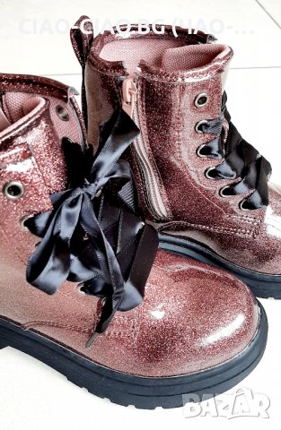 №29, Детски боти за момиче БЕЛА, цвят шоколад с брокат, снимка 4 - Детски боти и ботуши - 33929078