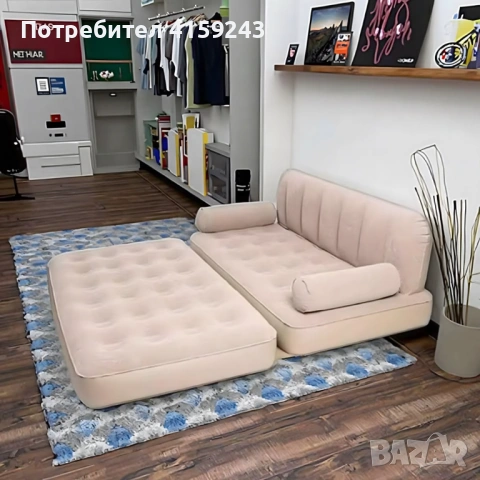 Двоен надуваем матрак с разтегателен диван за спане, снимка 3 - Дивани и мека мебел - 53065664