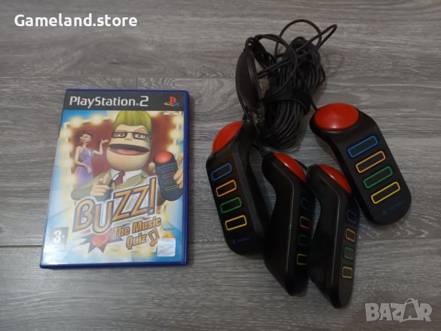 Set 4 Buzz Controller + Buzz The Music Quiz - PlayStation PS2