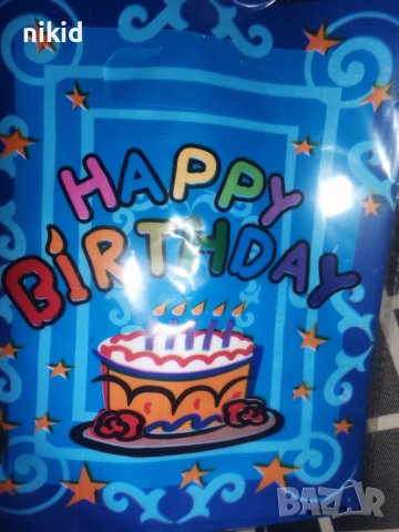 Happy Birthday сини с торта 10 бр торбички за сладки подарък рожден ден парти
