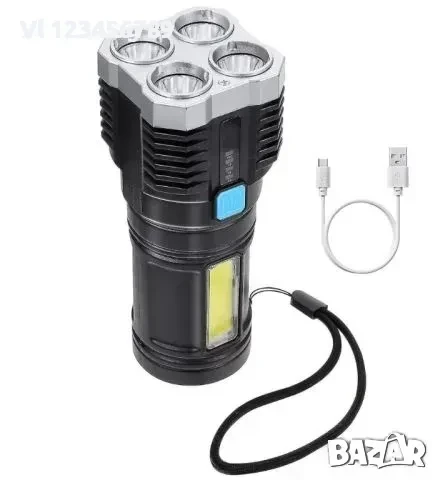 Mощeн LED фенер, странична светлина COB+акумулаторна батерия, снимка 3 - Къмпинг осветление - 50798449