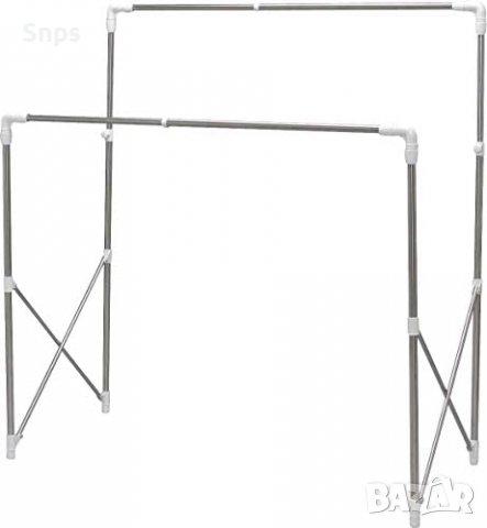 Телескопична закачалка за дрехи, неръждаема стомана и полипропилен / 97/150 x 66 x 122/160 , снимка 6 - Закачалки - 37163914