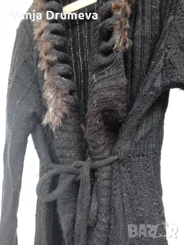  дълга елегантна жилетка с кожена апликация , снимка 7 - Жилетки - 47623707