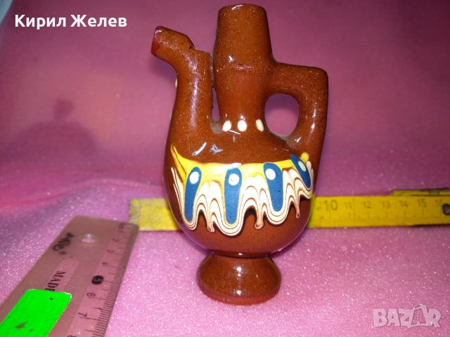 КЕРАМИЧНО БЪРДУЧЕ СВИРКА РЪЧНА МАЙСТОРСКА ИЗРАБОТКА ТРАДИЦИОНЕН ЕТНО СУВЕНИР ГЛЕДЖОСАНА ГЛИНА 42932, снимка 3 - Декорация за дома - 44297563