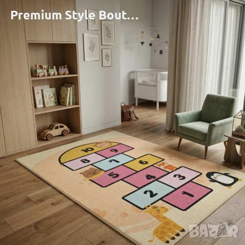 Детски килим за игра 120х160см - Пясъчен килим с жирав и розова дама, противоплъзгащ и миещ се, снимка 2 - Други стоки за дома - 53922559