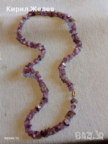 КОЛИЕ от АМЕТИСТ с ЧИПС от ЕСТЕСТВЕНИ КАМЪНИ в ВИОЛЕТОВ ЦВЯТ 52182, снимка 6 - Колиета, медальони, синджири - 52492996