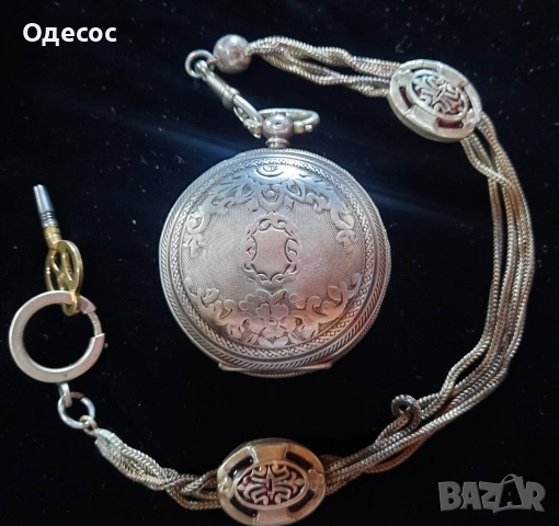 Старинен  Османски сребърен джобен часовник J.Dent. London, снимка 4 - Антикварни и старинни предмети - 54100452