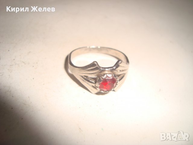 ПОСРЕБРЕН СТАРИНЕН ПРЪСТЕН с ГРАНАТ 17501, снимка 5 - Пръстени - 31230599