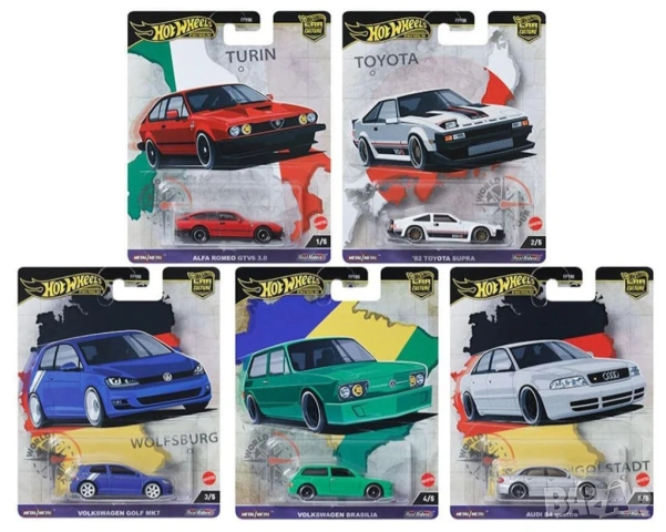 Hot Wheel World Tour 5 piece Set Car Culture 2024 Series A Пълен сет oт 5 колички, снимка 2 - Коли, камиони, мотори, писти - 53102518