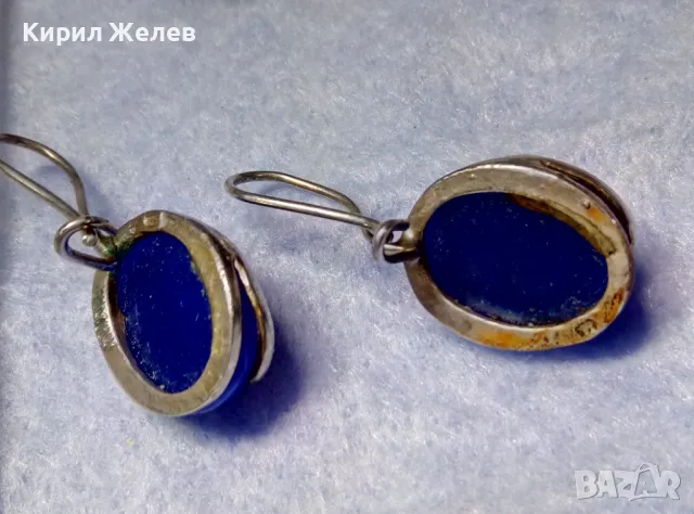 ПРЕКРАСНИ СРЕБЪРНИ ОБЕЦИ СРЕБРО 925 с ПОЛИРАНО СИНЬО КОТЕШКО ОКО АРТ ИЗРАБОТКА 49998, снимка 9 - Обеци - 50115970