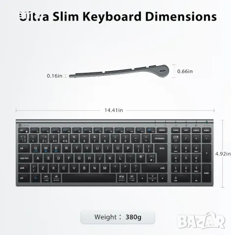 Комплект безжична Bluetooth клавиатура и мишка iClever, акумулаторна с двоен режим (Bluetooth+2.4G), снимка 7 - Клавиатури и мишки - 49405384