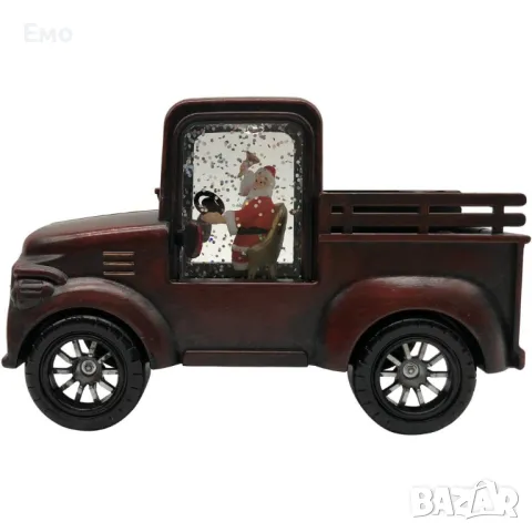 Ретро светеща коледна декорация: Кола с Дядо Коледа, снимка 6 - Декорация за дома - 47839030