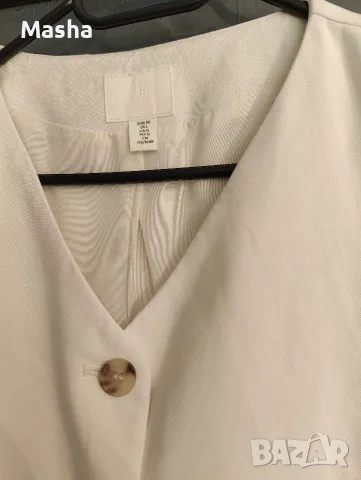 Дамски премиум елек тип костюм H&M (Размер L / 46) - Бял / Екрю - Като нов!, снимка 3 - Елеци - 55968419