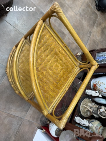 Ъглова етажерка от ратан и бамбук. №7848, снимка 3 - Антикварни и старинни предмети - 53097237