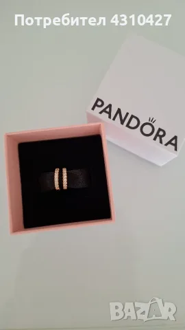 Оригинални дамски обеци Pandora с покритие 14К злато, снимка 2 - Обеци - 55986737
