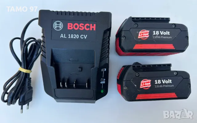 BOSCH - Стартов комплект от зарядно и две батерии 18V 2.6Ah, снимка 1