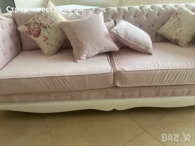 Розов диван + пейка , снимка 4 - Спални и легла - 49056137