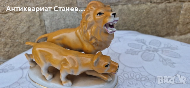 Българска порцеланова фигура- лъв и лъвица, снимка 4 - Декорация за дома - 53875233