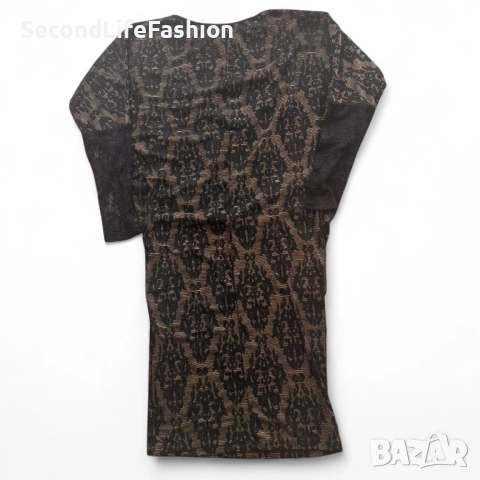 Дамска рокля Lucy, дантелена, вискоза черно-златиста размер S/M, снимка 2 - Рокли - 53221866