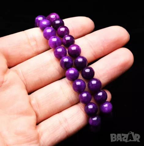 Гривна пурпурен сугилит 8.2мм подходяща за подарък, йога, медитация, снимка 2 - Подаръци за жени - 49600057
