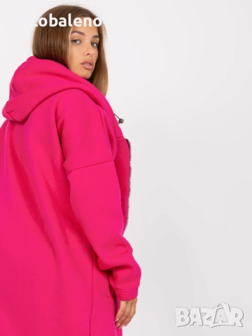 Дамски дълъг преходен суичър с качулка и цип Tina, 5цвята , снимка 4 - Суичъри - 52931058