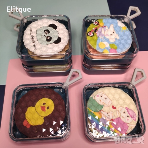 Комплект гъбичка за пудра и прозрачна кутия