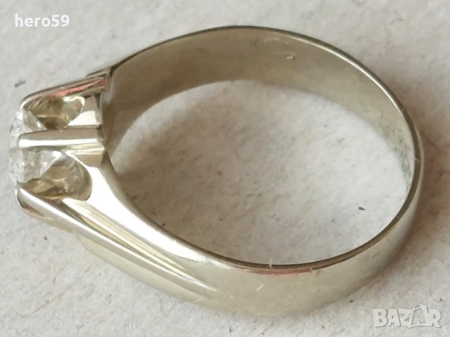 Златен 18к пръстен с Брилянт 0.65 карата/бяло злато диамант/, снимка 9 - Пръстени - 42481155